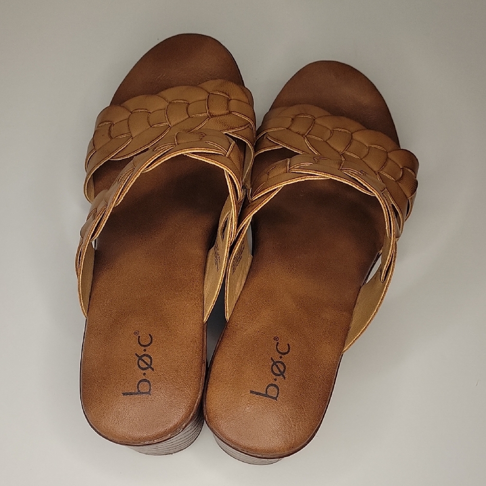 B.O.C tan slip-on sandals with Woven Detail, nice with a midi dress #1 - Picture 3 of 6